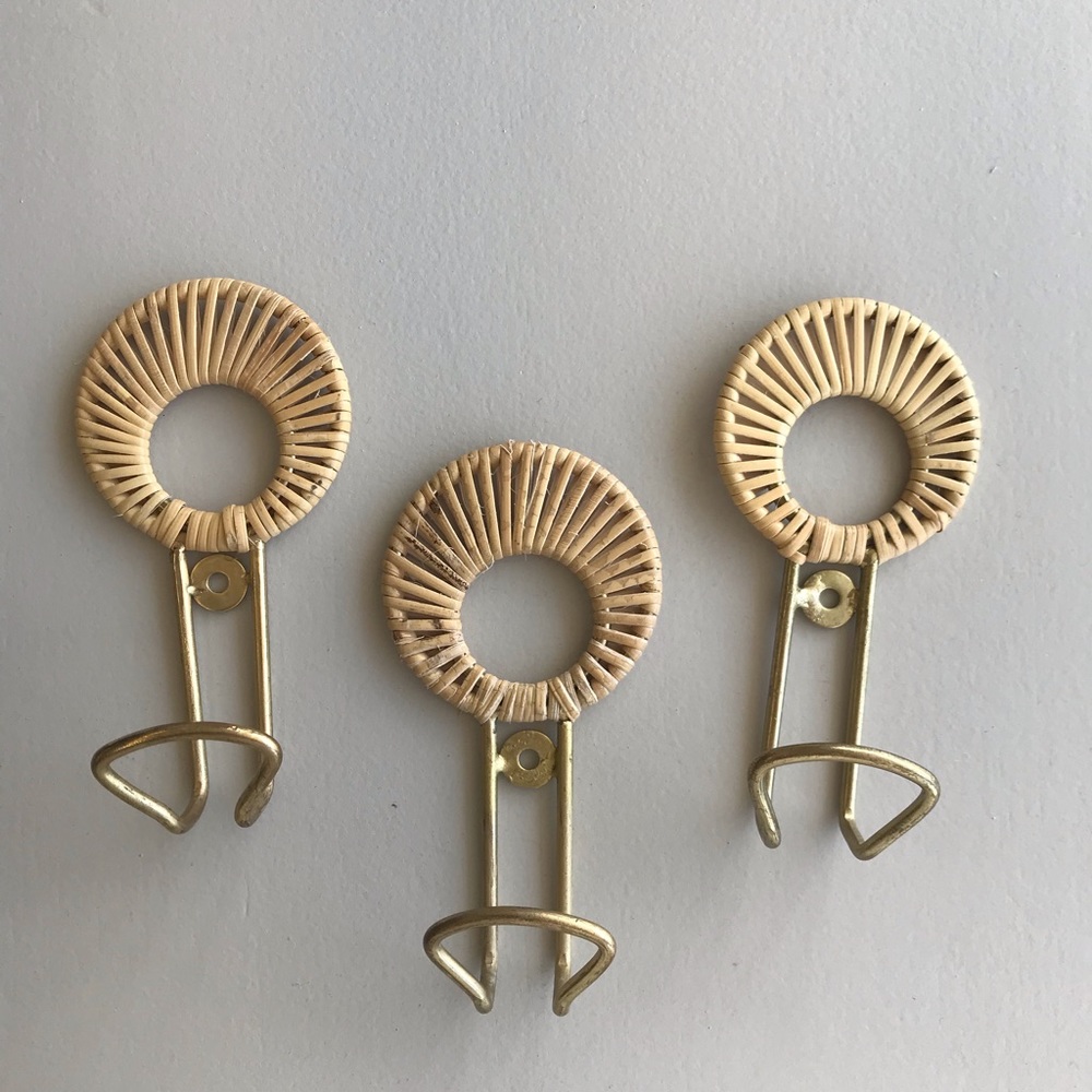 Rattan wall hooks set of 3